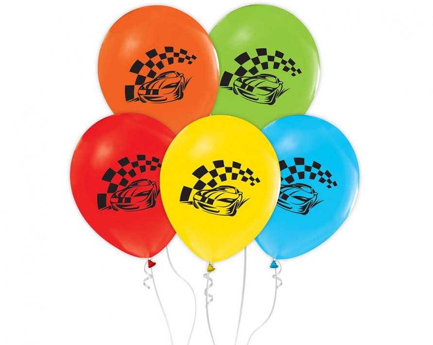 GoDan Balloons lenktyniniai automobiliai, 12 colių, 5 vnt.