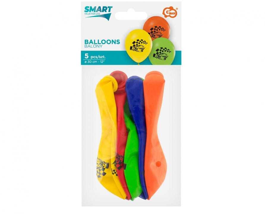 GoDan Balloons lenktyniniai automobiliai, 12 colių, 5 vnt.