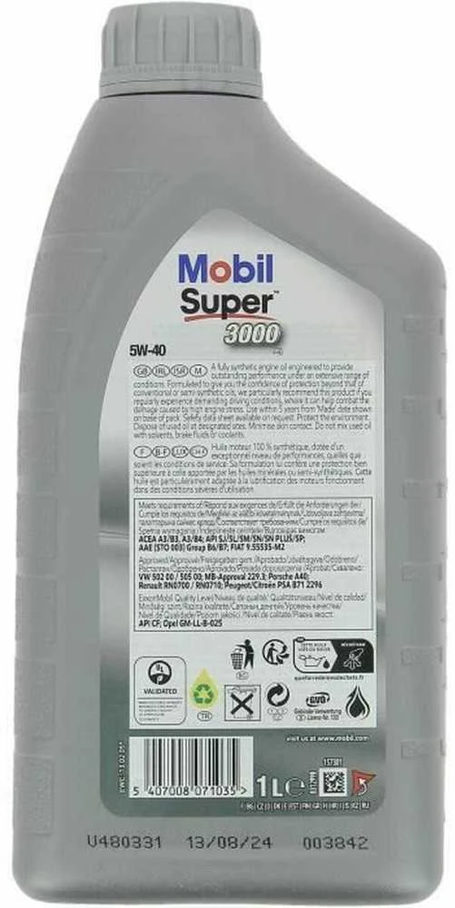 Automobilio variklio tepalas Mobil Super 3000×1, 5W-40, 1 l