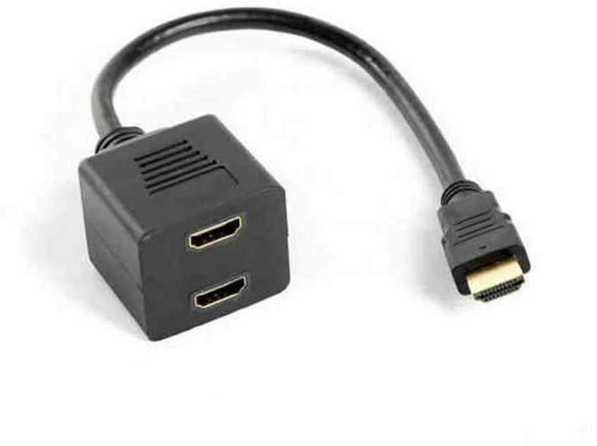LANBERG AD-0019-BK adapter HDMI-AM->HDMI-AF x2 splitter 20cm