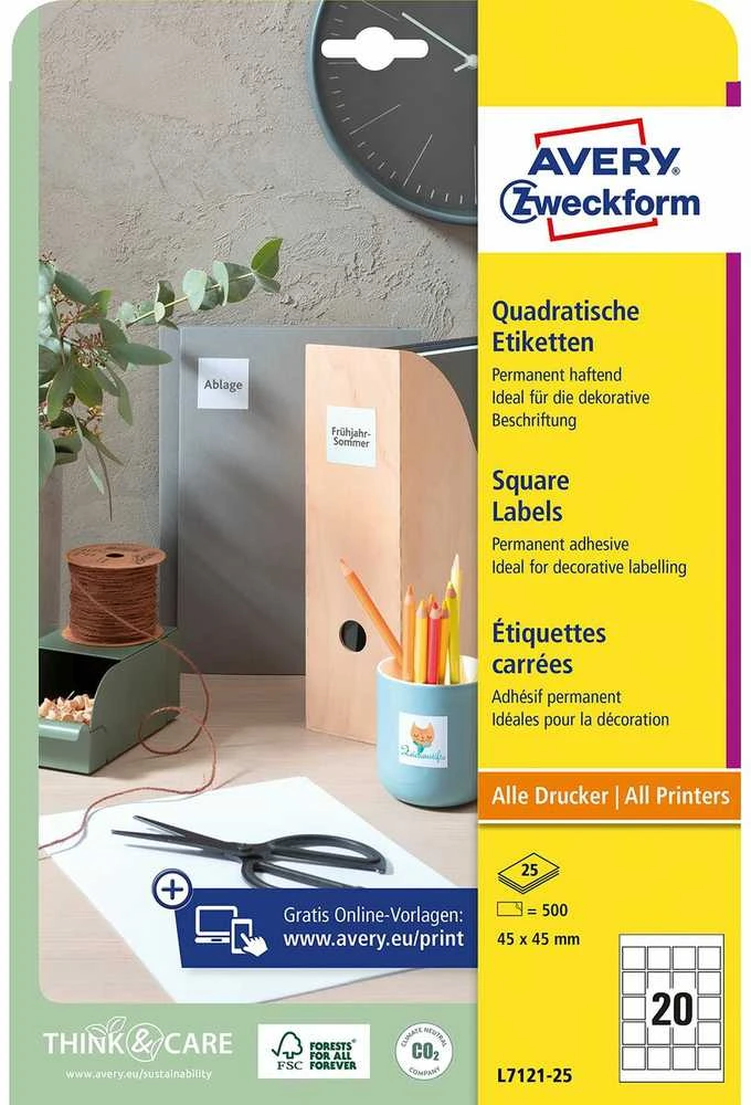 Avery Zweckform ETYK.ZF L7121-25 QR KODAI 45X45MM ETIKETĖ