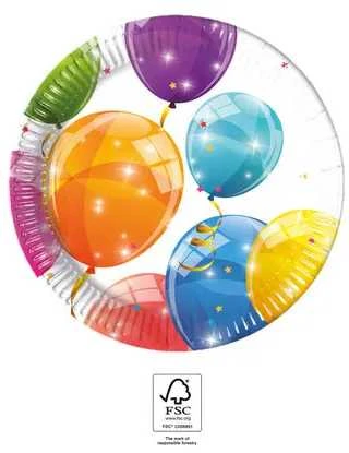 Procos Popierinė lėkštė 20 cm Balionai, pakuotėje 8 vnt., Party GODAN 93483