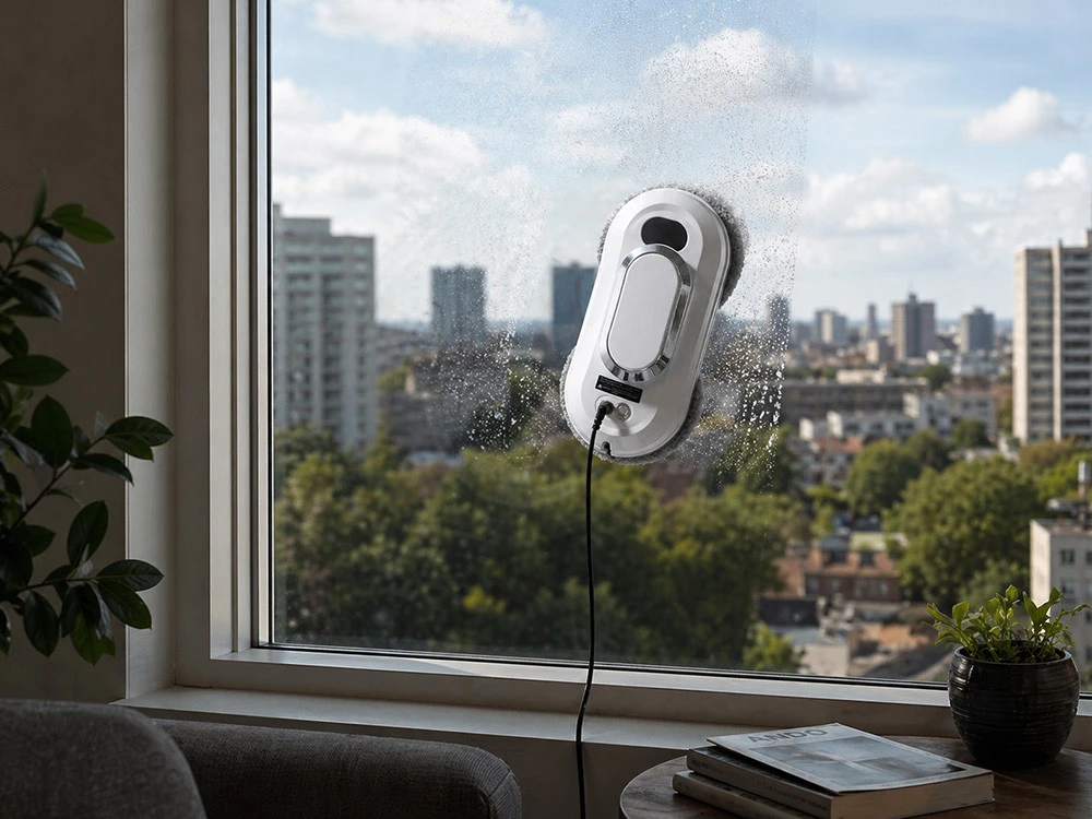 Baltas langų valymo robotas su nuotolinio valdymo pultu 72 W