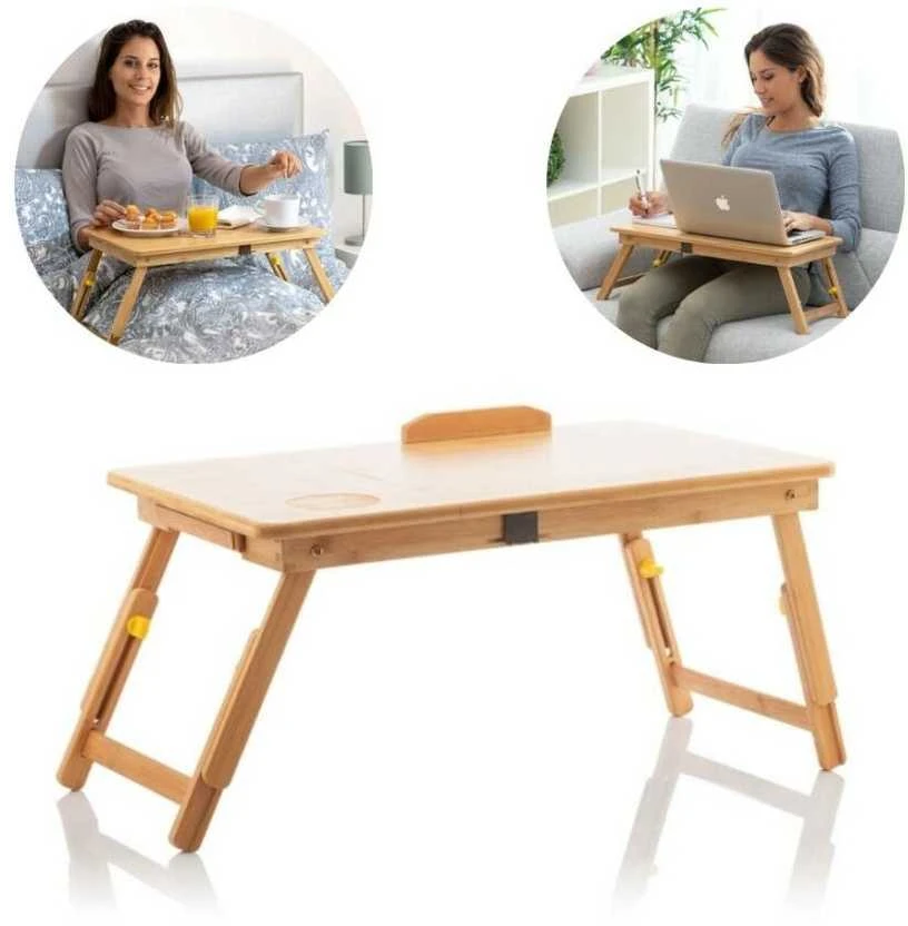 Sulankstomas staliukas InnovaGoods Lapwood, smėlio spalvos