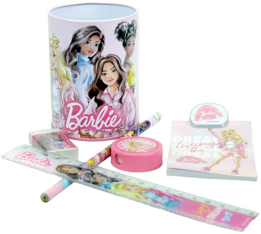 Barbie dažų kanceliarinių prekių rinkinys, 7 vnt.