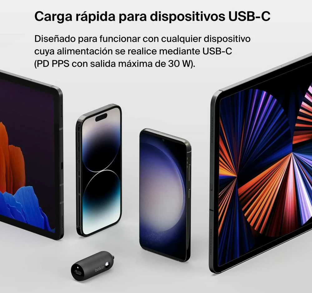 Belkin 30W USB-C, PD, PPS, juoda + kabelis USB-C