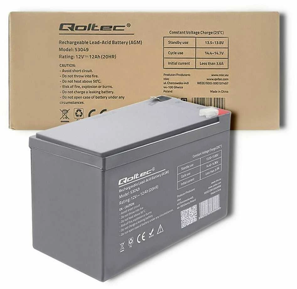QOLTEC AGM baterija 12V 12Ah