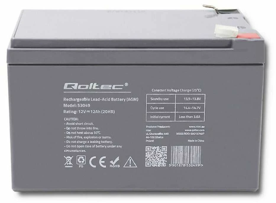 QOLTEC AGM baterija 12V 12Ah