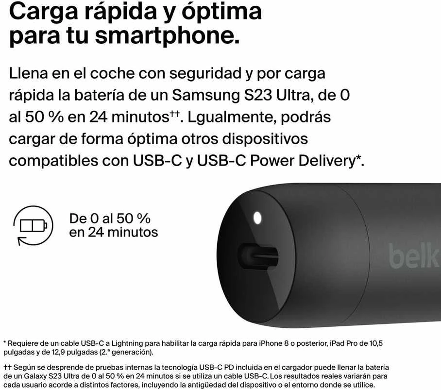 Belkin 30W USB-C, PD, PPS, juoda + kabelis USB-C