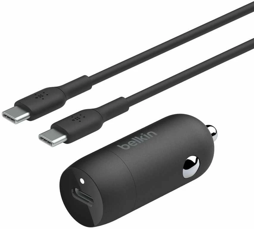 Belkin 30W USB-C, PD, PPS, juoda + kabelis USB-C