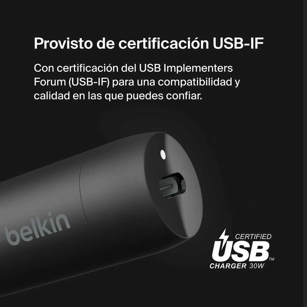 Belkin 30W USB-C, PD, PPS, juoda + kabelis USB-C