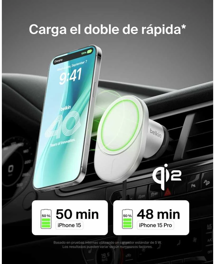 Belkin Qi2.0, 15W, maitinimo šaltinis 20W, pilka