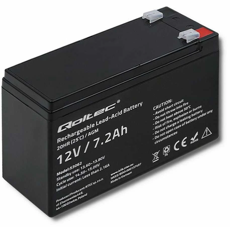 QOLTEC 53062 AGM baterija 12V 7.2Ah max 108A