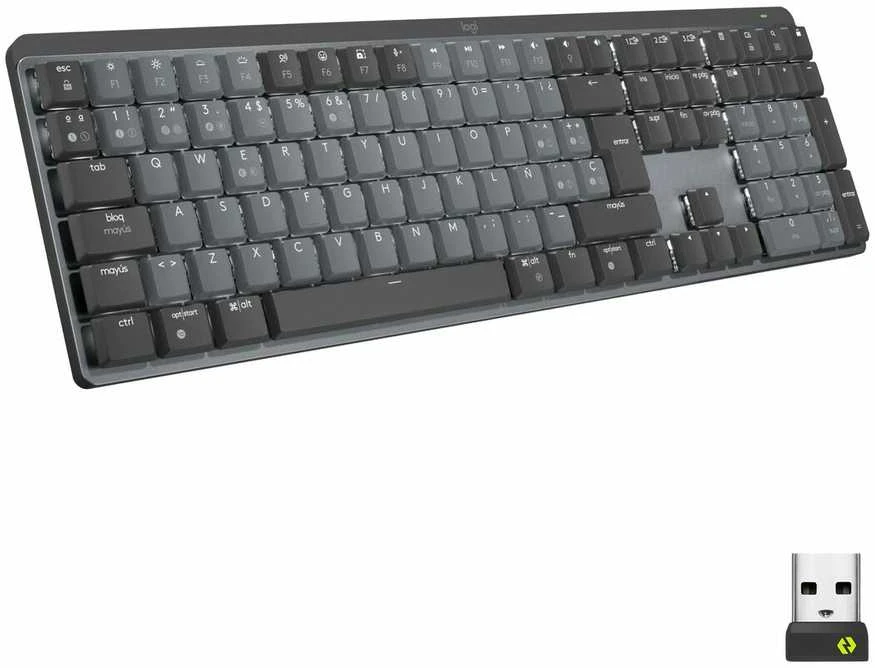 Belaidė klaviatūra Logitech MX MECHANICAL, išdėstymas: US tarptautinis (Qwerty), "Tactile Quiet", pilkos spalvos