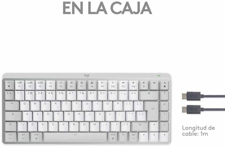 „LOGITECH MX Mechaninė Mini“, skirta MAC „Bluetooth“ apšviesta klaviatūra – PALE Pilkas – US INT'L – TACTILE