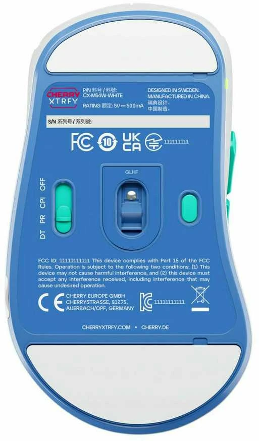 CHERRY XTRFY M64 Wireless, Gaming-pelė - baltas/turquoise