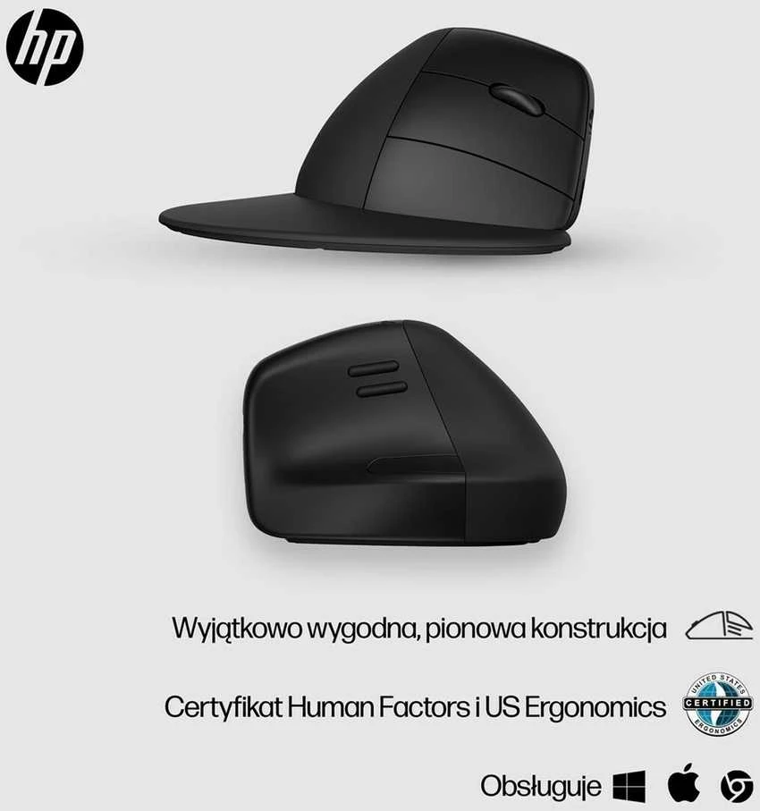 Hewlett Packard (HP) HP 920 Belaidė pelė, Ergonomic, Vertical - Juodas