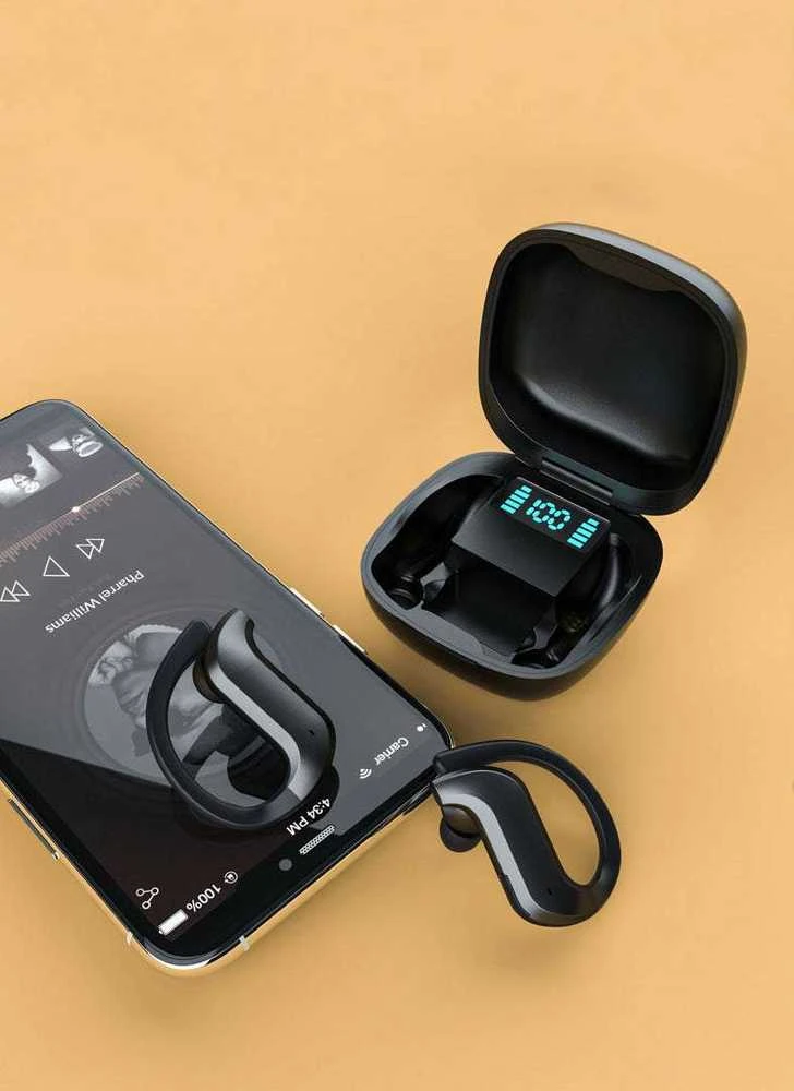 Bluetooth belaidės sportinės ausinės bėgimui, dėvimos ant ausų
