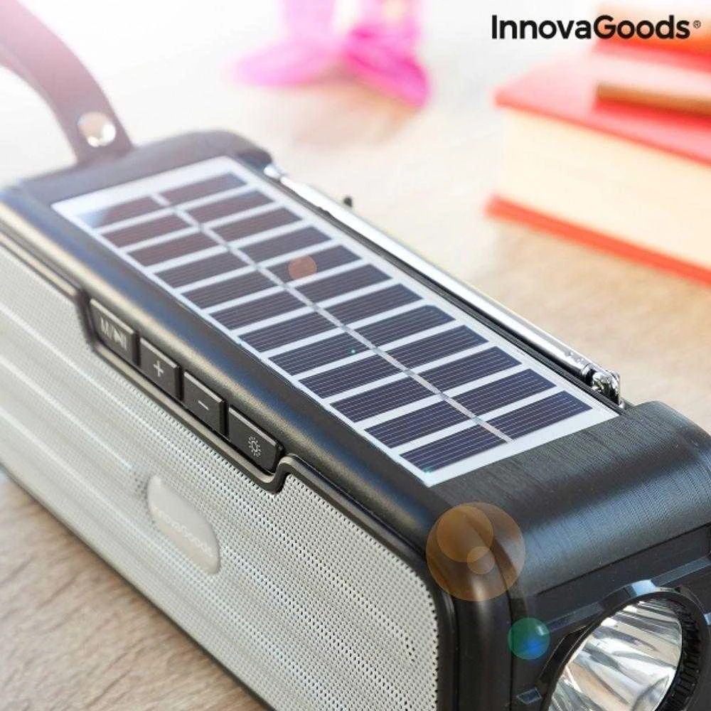 Belaidis garsiakalbis su saulės energijos įkrovimu ir LED žibintuvėliu Sunker InnovaGoods
