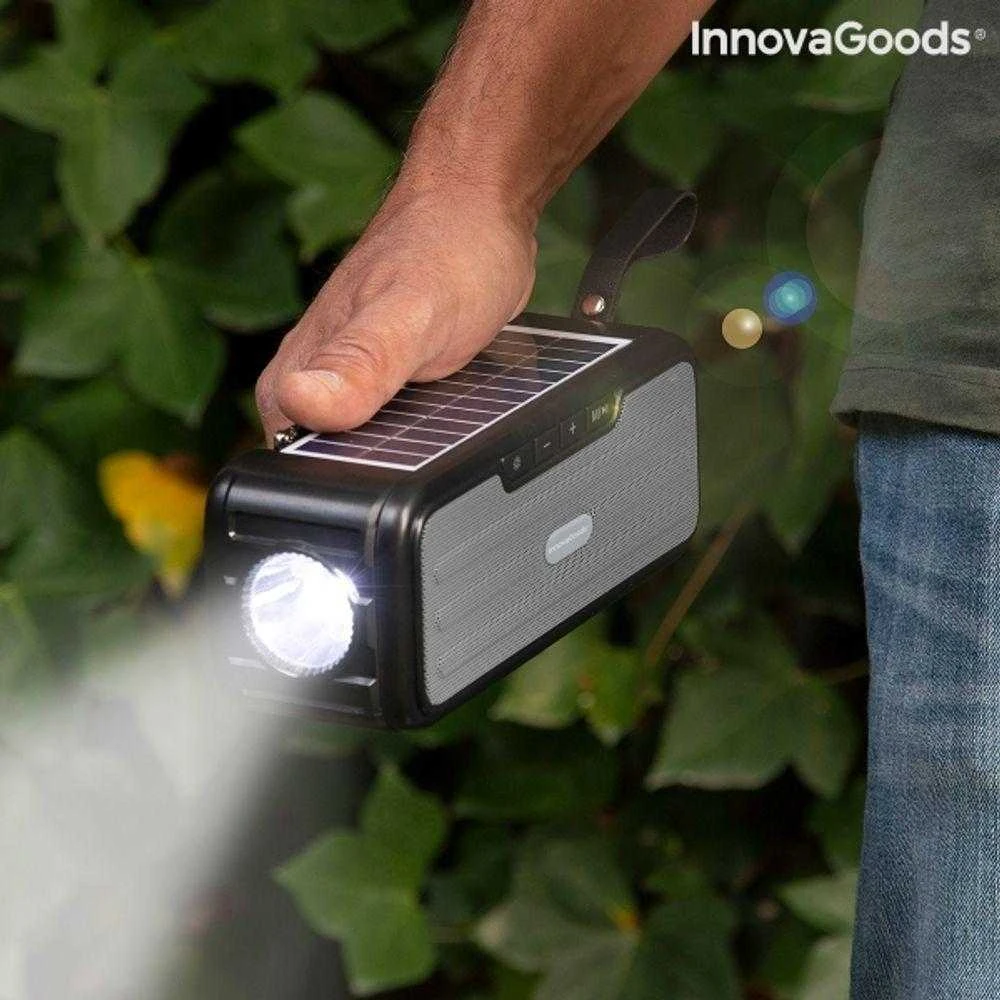 Belaidis garsiakalbis su saulės energijos įkrovimu ir LED žibintuvėliu Sunker InnovaGoods