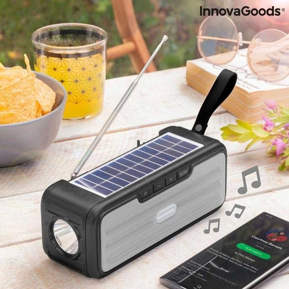Belaidis garsiakalbis su saulės energijos įkrovimu ir LED žibintuvėliu Sunker InnovaGoods