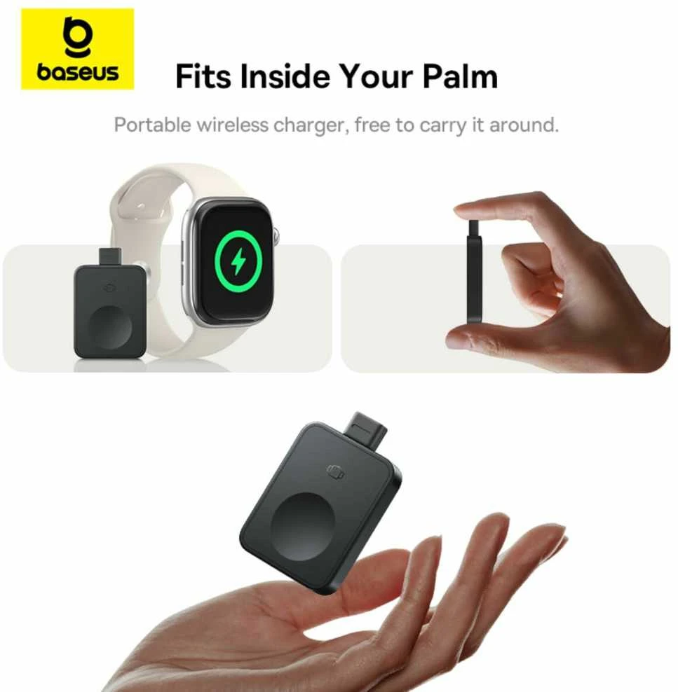 Baseus MagPro 2.5W Magnetic belaidis įkroviklis skirtas Apple Watch - juodos spalvos