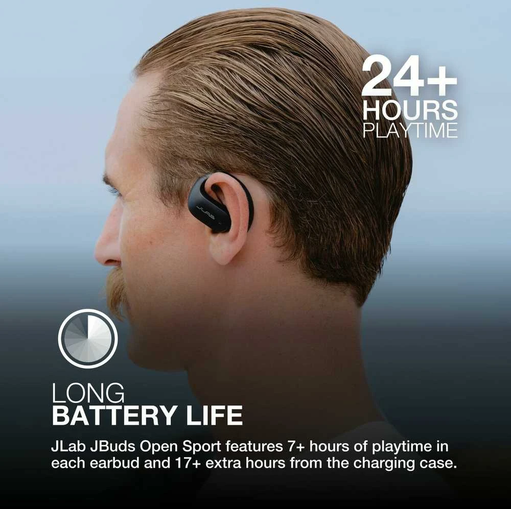 Ausinės JLab Audio JBuds Open Sport TWS Juodas (IEUEBJBOPSPRTRBLK82)