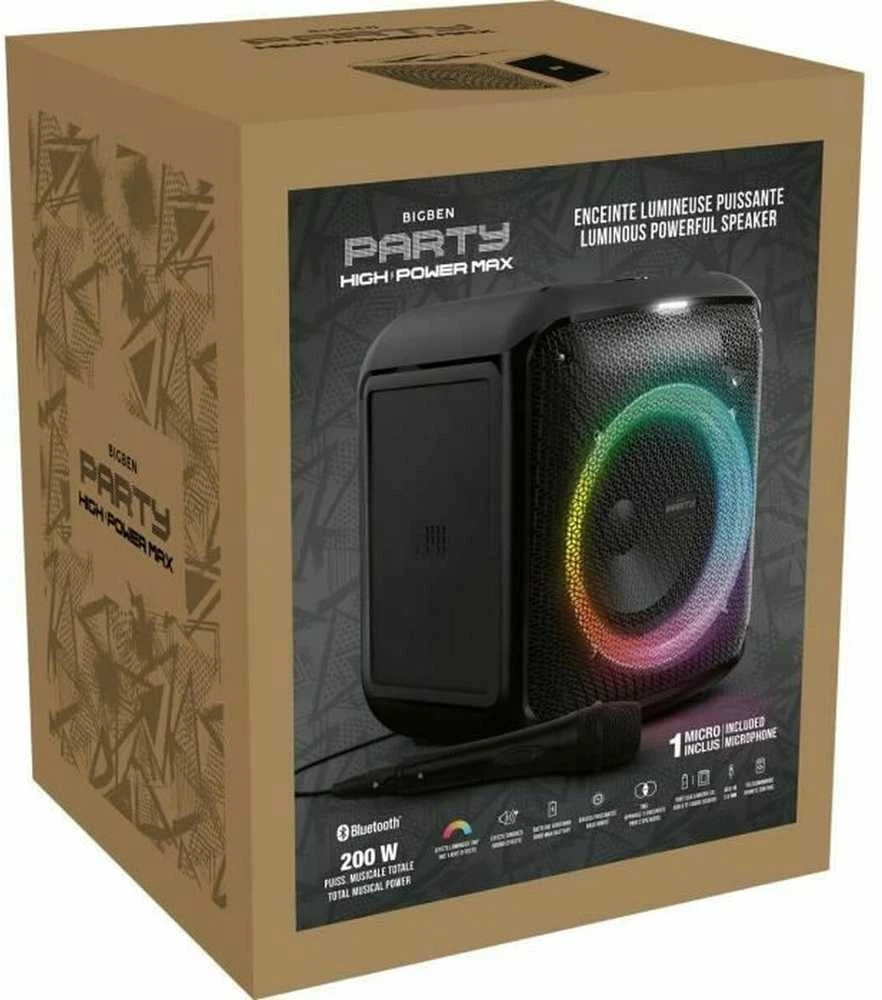 Big Ben Bigben Party Luminous Garsiakalbis BT 200w Usb Sd Aux Mikrofonas Nuotolinio valdymo pultas Juodas