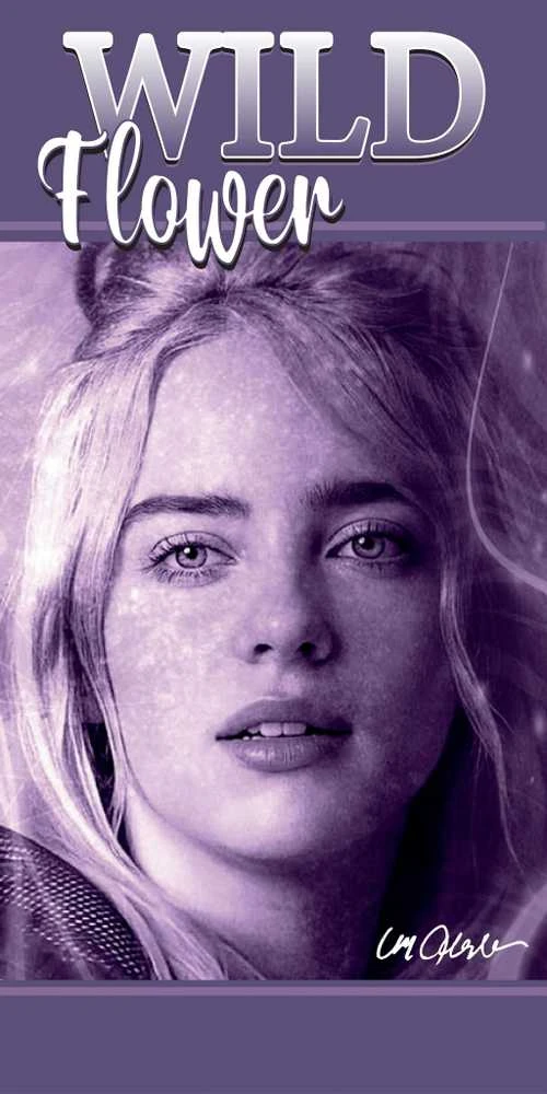 Rankšluostis Ręcznik plażowy 70x140 Billie Eilish violetinė bawełniany Kids25