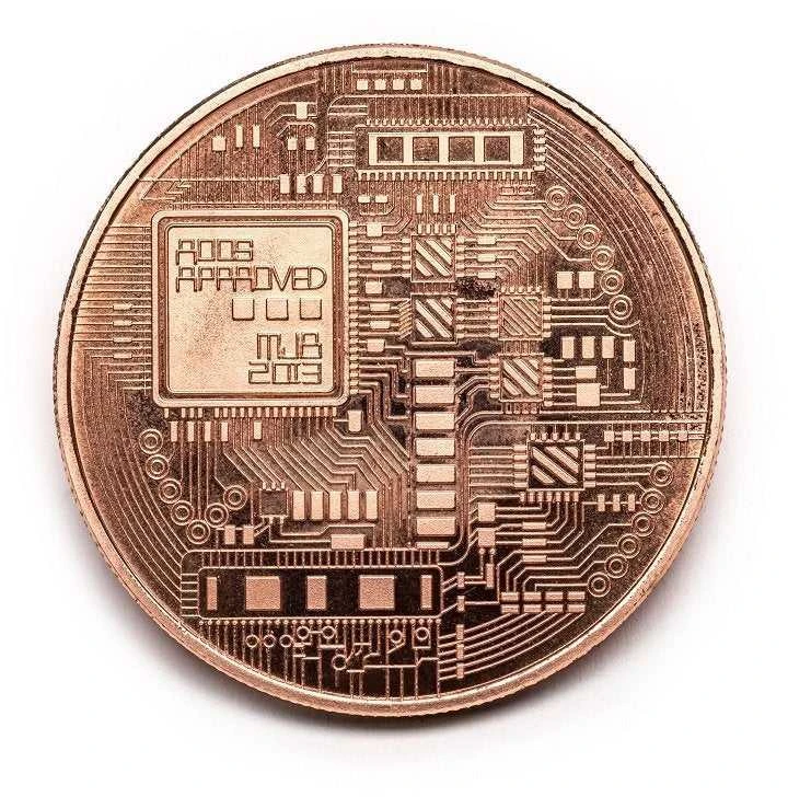 Bitcoin BTC plastikiniame dėkle