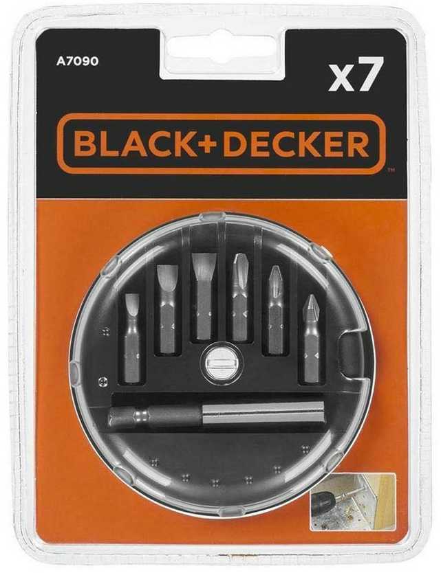 Black & Decker Juodas & Decker Bitų rinkinys Juodas & Decker a7090-xj 7 Dalys Butas pH