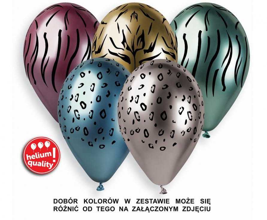 Blizgantys balionai „Afrikos gyvūnai“, 5 vnt., 13 colių (33 cm)
