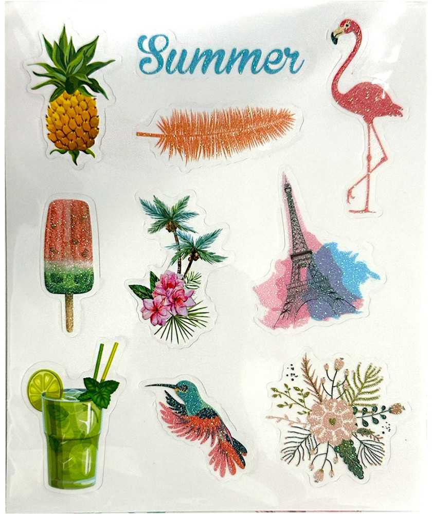 Blizgučių lipdukų rinkinys „Summer Fun“ (3 lapai)