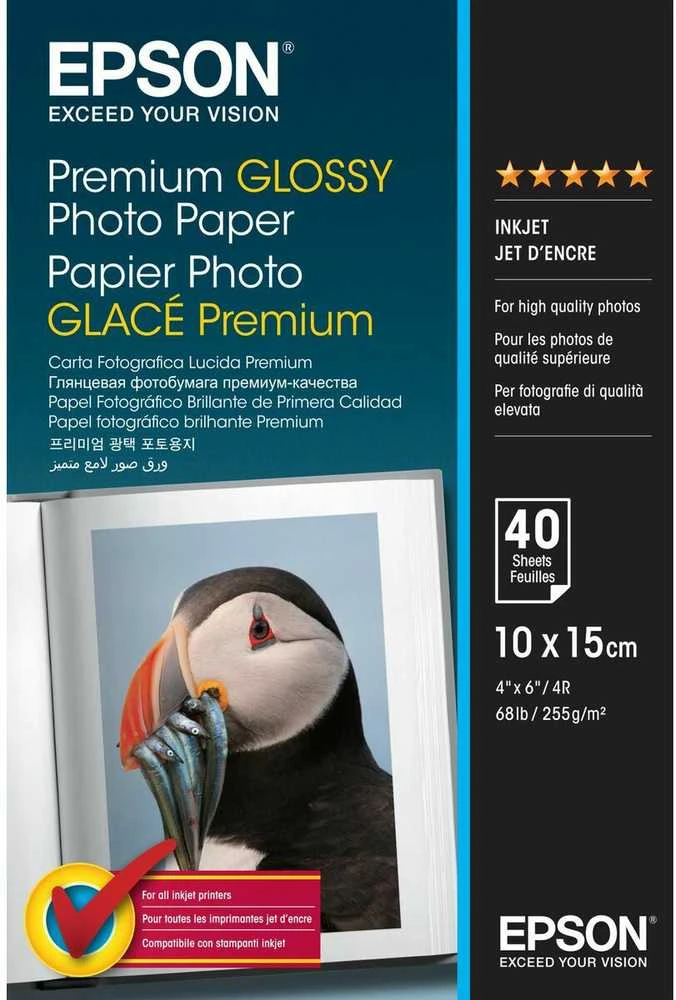 „Epson Premium“ blizgus fotopopierius, 100 x 150 mm, 255 g/m², 40 lapų