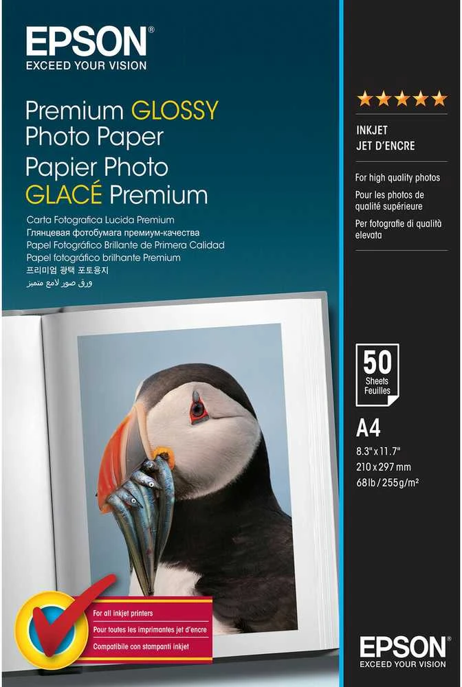 „Epson Premium Glossy Photo Paper“ A4, 50 lapų, 255 g/m2