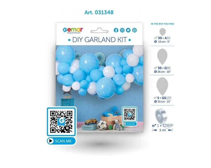 Gemar GoDan Girlanda balonowa DIY Baby Mėlyna 65 balonów + taśma
