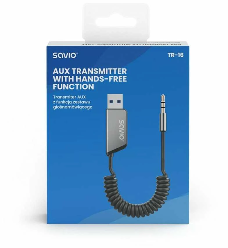 Savio TR-16 siųstuvo AUX adapteris su laisvų rankų funkcija, Bluetooth 5.3, Google Assistant/Siri