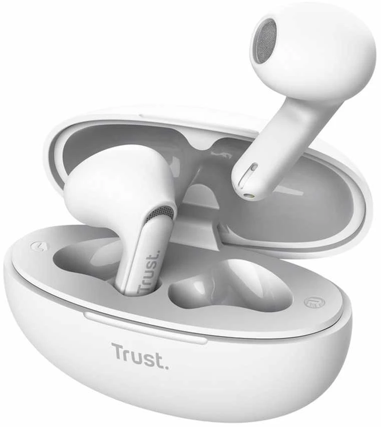 Trust Yavi - Belaidės ausinės Įstatomos į ausis (į ausis įkišamos tipo) ausinės Bluetooth TWS su etui ładującym & ENC (Baltas)