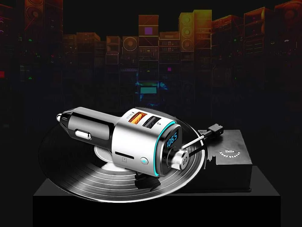Automobilinis Bluetooth FM siųstuvas su USB įkrovikliu