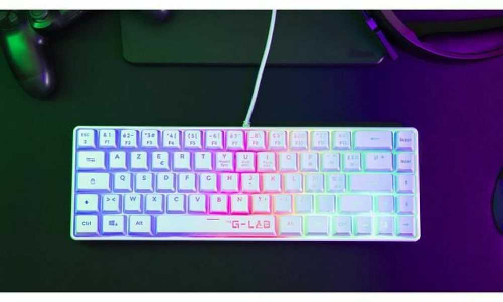 THE G-LAB pusiau mechaninė 60 % žaidimų klaviatūra, USB, AZERTY, KEYZ-HYDROGEN-W/FR