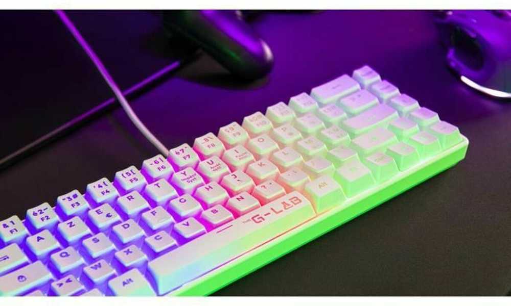 THE G-LAB pusiau mechaninė 60 % žaidimų klaviatūra, USB, AZERTY, KEYZ-HYDROGEN-W/FR