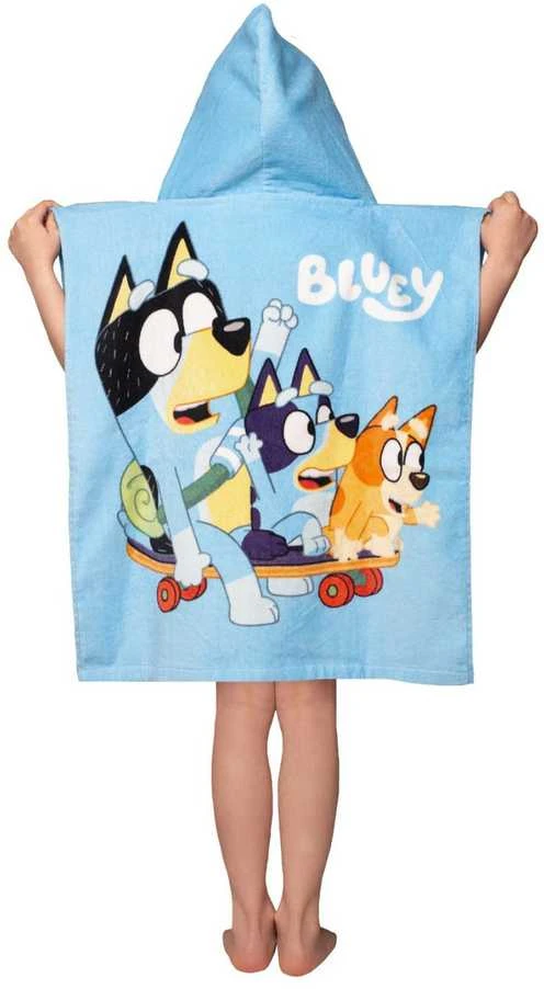 Rankšluostis Poncho vaikams 55x115 Bluey Skate mėlyna ręcznik su kapturem dziecięcy JF24