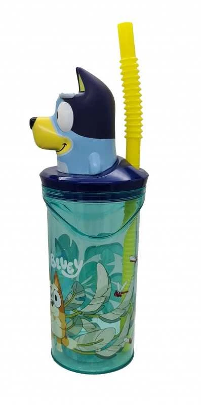 „Bluey Splash“ 3D plastikinis šiaudelio formos puodelis, 360 ml