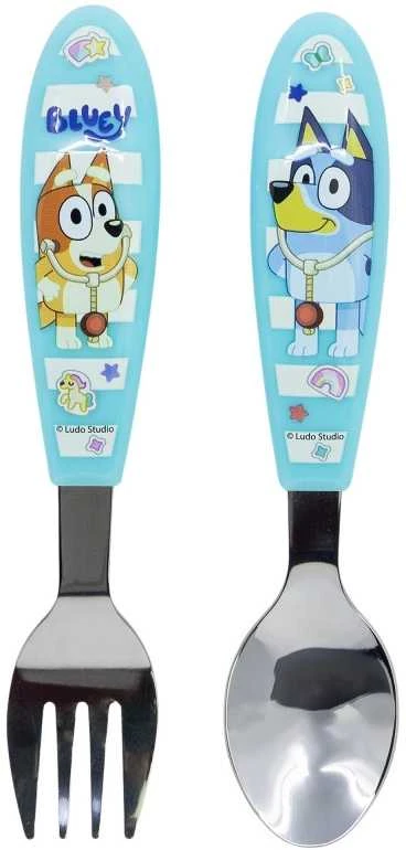 „Bluey Yummy“ metalinis ergonomiškas stalo įrankių rinkinys – 2 dalys