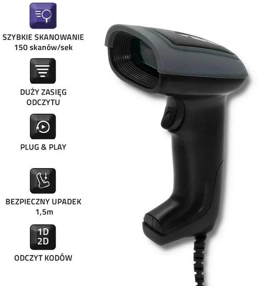Qoltec 50863 laidinis QR & Brūkšninio kodo skaitytuvas | USB