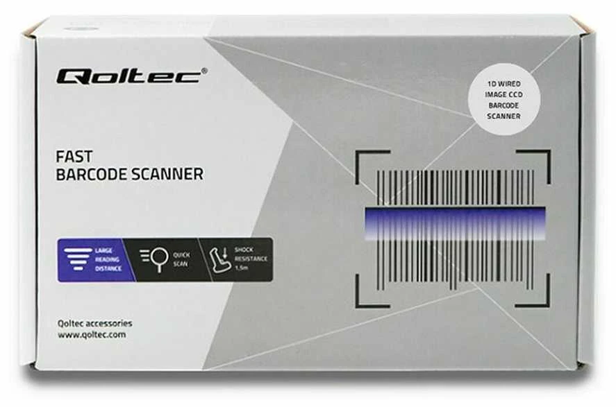 QOLTEC 50866 Barcode scanner 1D CCD USB Juodas
