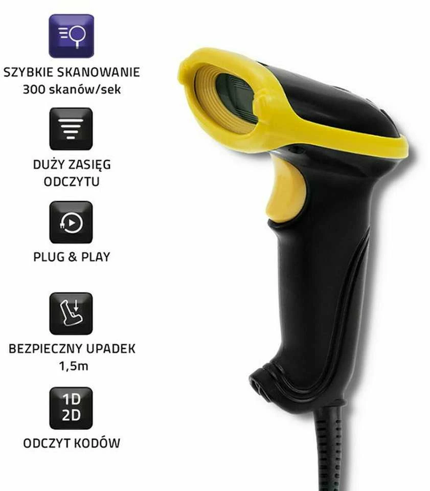 QOLTEC 50867 Barcode scanner 1D 2D USB Juodas