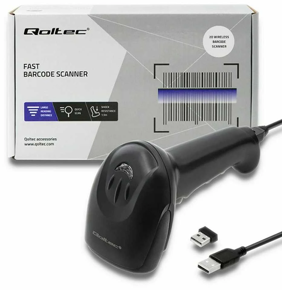 QOLTEC 50868 Barcode scanner 1D 2D Juodas