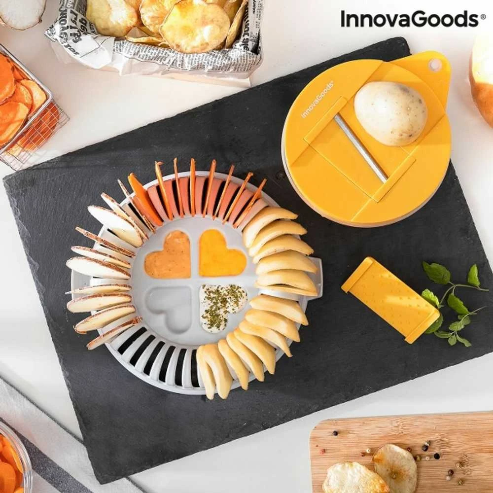 „InnovaGoods“ mikrobangų drožlių gaminimo mašina su „InnovaGoods“ lustų pjaustytuvu ir receptais