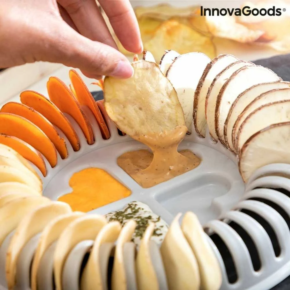 „InnovaGoods“ mikrobangų drožlių gaminimo mašina su „InnovaGoods“ lustų pjaustytuvu ir receptais